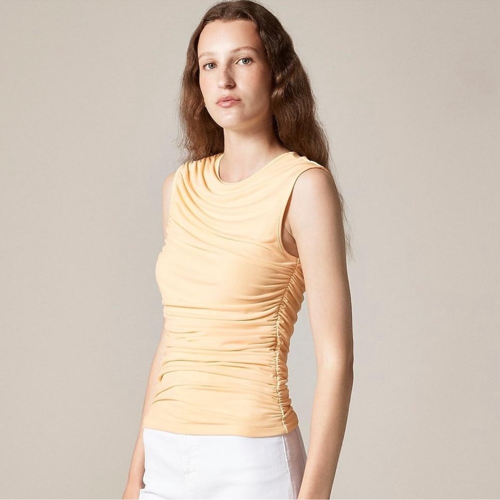 J. Crew Ruched Shell Top in Matte Jersey - Candlelight Yellow L